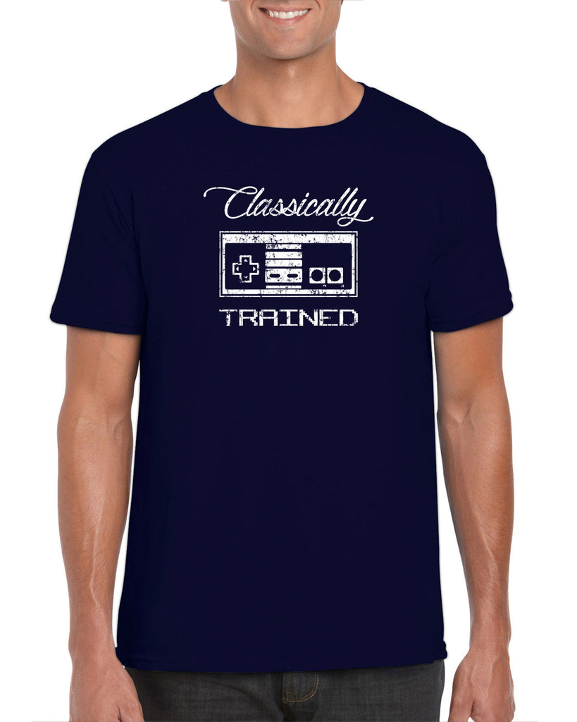 Classically Trained Mens T-Shirt Video Game Controller 80s Nintendo Noob Gamer Vintage Retro