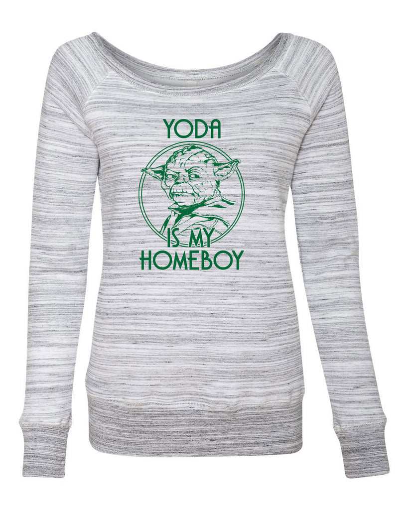 Yoda is my Homeboy Womens Off the Shoulder Crew Sweatshirt Jedi Star Wars Geek Nerd 80s Movie Lightsaber
