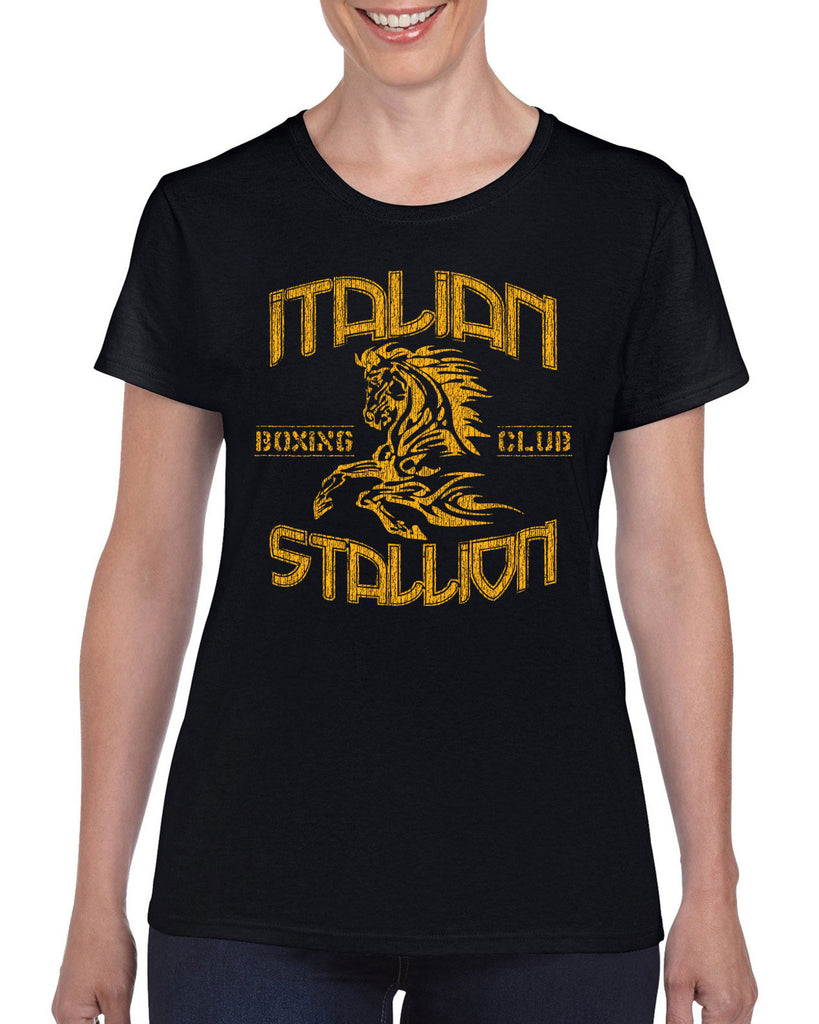 Hot Press Apparel Italian Stallion Fighter Boxer Champion Horse Rocky 80s Movie Training Classic Gift Present Costume Women's Clothing Women's Shirt