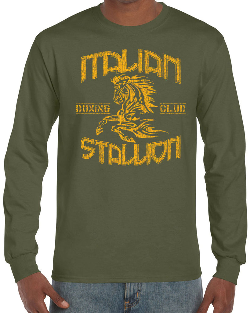 Hot Press Apparel Italian Stallion Rocky Movie Fighter Boxer Men's Long Sleeve Shirt Clothing