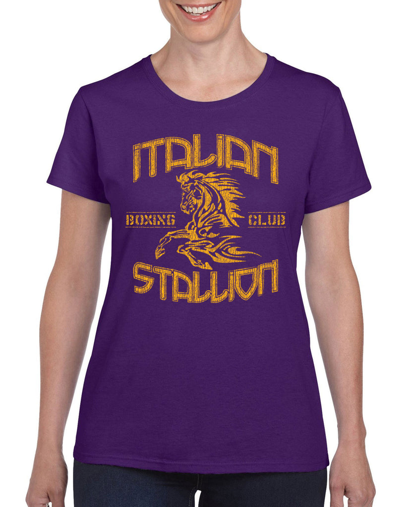 Hot Press Apparel Italian Stallion Fighter Boxer Champion Horse Rocky 80s Movie Training Classic Gift Present Costume Women's Clothing Women's Shirt