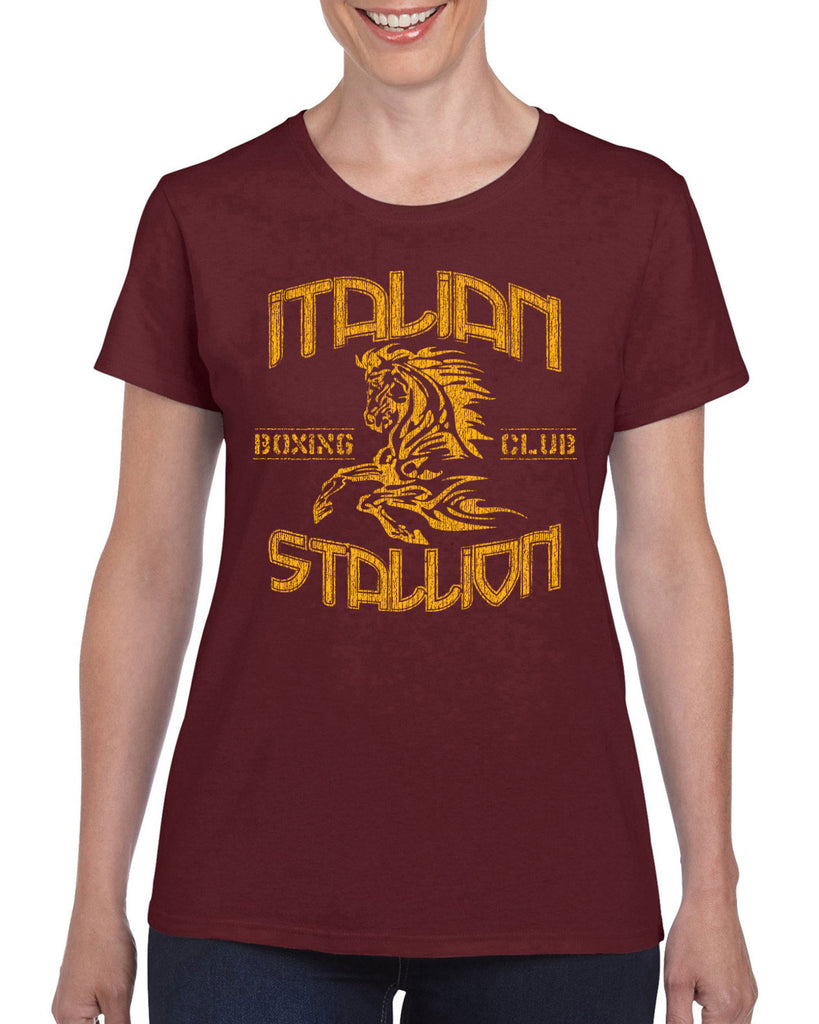Hot Press Apparel Italian Stallion Fighter Boxer Champion Horse Rocky 80s Movie Training Classic Gift Present Costume Women's Clothing Women's Shirt