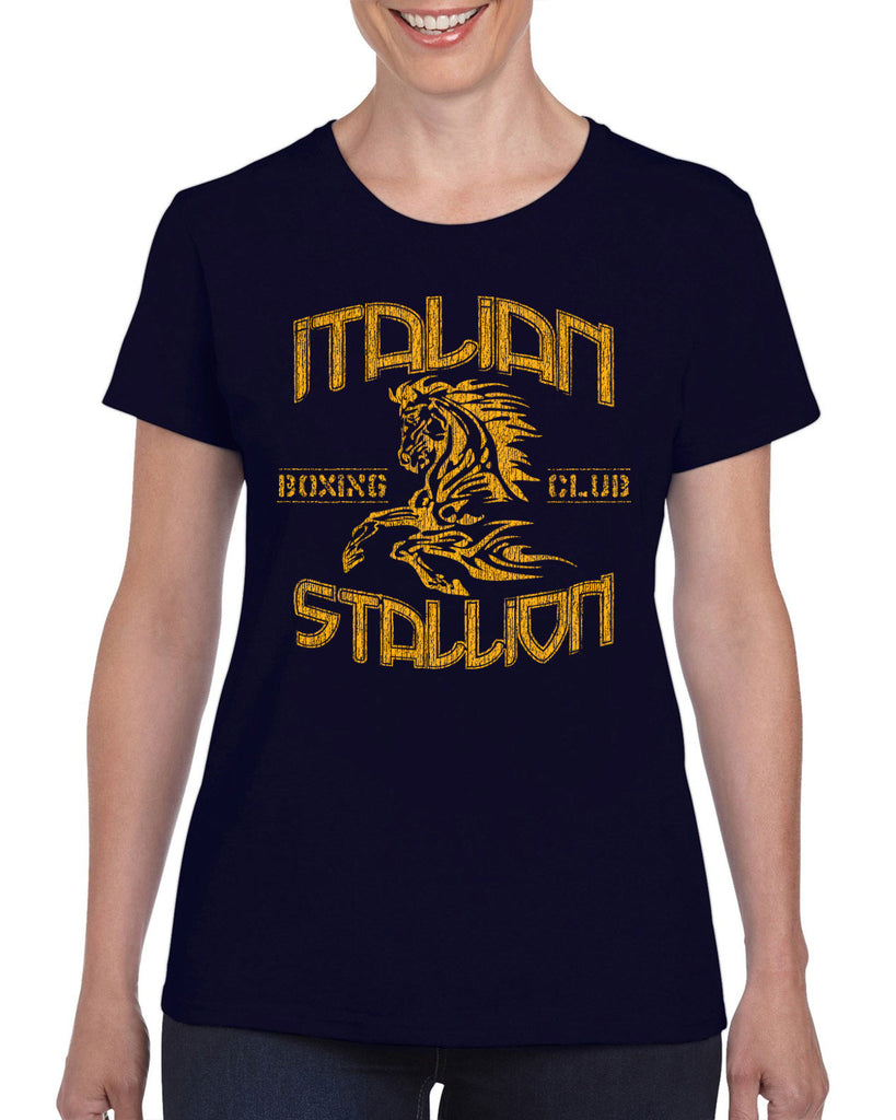Hot Press Apparel Italian Stallion Fighter Boxer Champion Horse Rocky 80s Movie Training Classic Gift Present Costume Women's Clothing Women's Shirt
