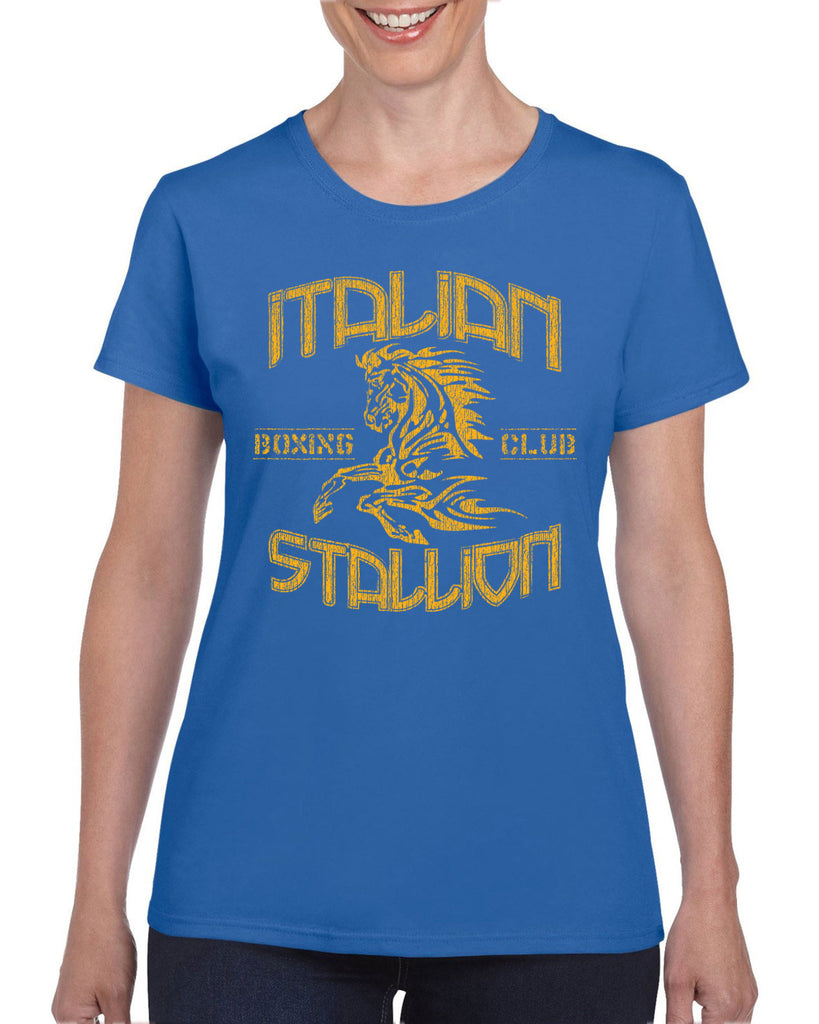 Hot Press Apparel Italian Stallion Fighter Boxer Champion Horse Rocky 80s Movie Training Classic Gift Present Costume Women's Clothing Women's Shirt