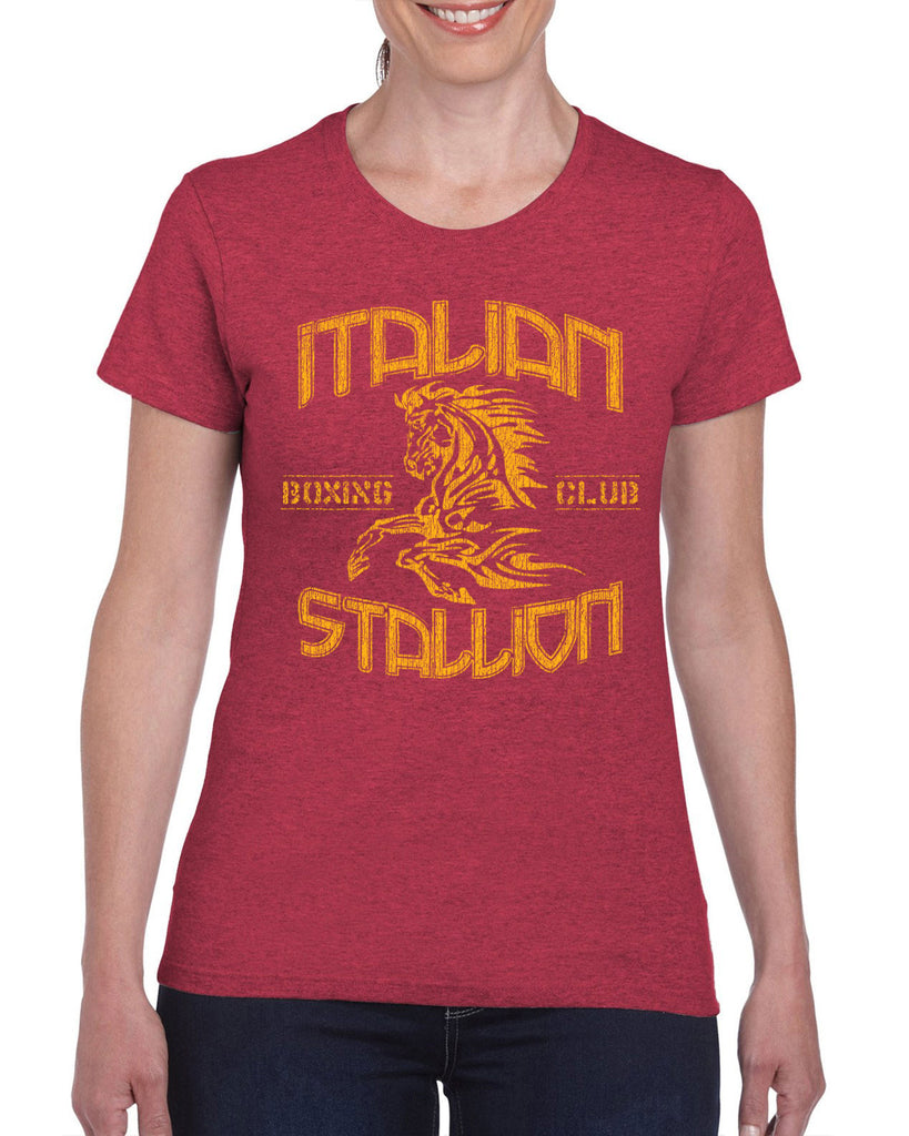 Hot Press Apparel Italian Stallion Fighter Boxer Champion Horse Rocky 80s Movie Training Classic Gift Present Costume Women's Clothing Women's Shirt