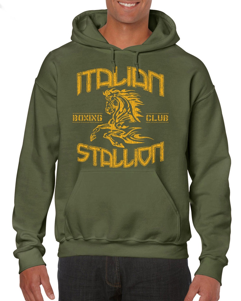 Hot Press Apparel Italian Stallion Hoodie Sweatshirt Clothing Apparel Gift Present Rocky Fighter Boxer Eye of the Tiger Movie Stud Muscles Champion Party Humor Costume Fitness