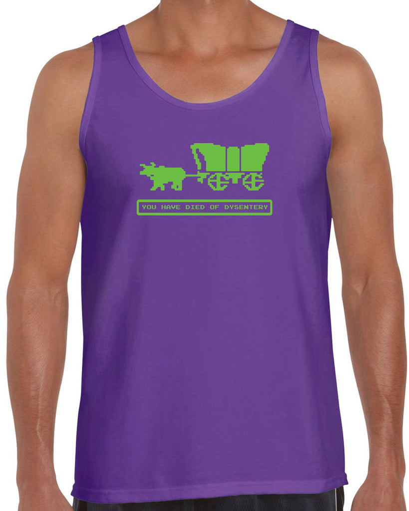 Died of Dysentery Tank Top Funny Video Computer Game Oregon Trail 80s Vintage Retro