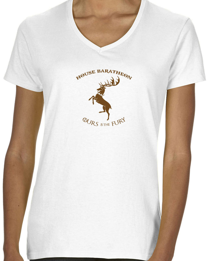 House Baratheon Womens V Neck Shirt Tv Show Game Of Thrones Storm Lands Westeros Kings Landing Stag Vintage Retro