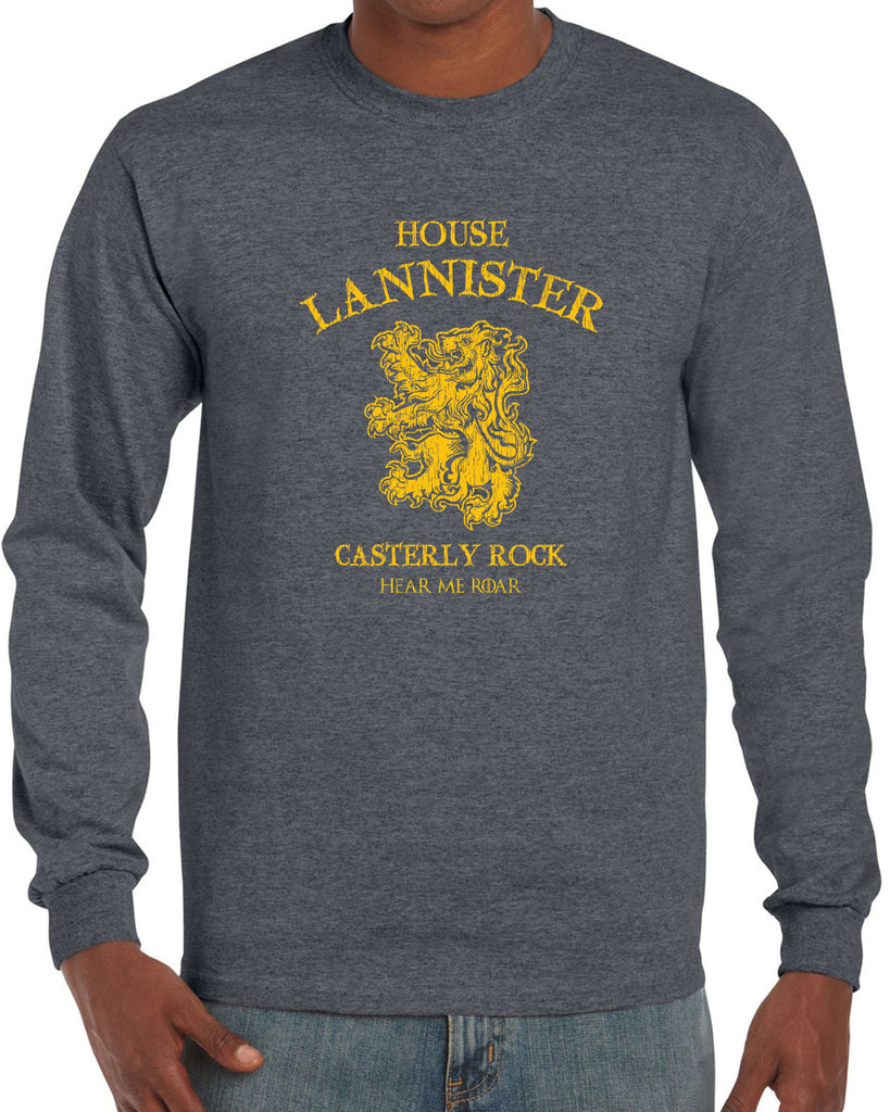 House Lannister Mens Long Sleeve Shirt funny games of thrones casterly rock tywin tyrion westeros castle king golden lion sigil