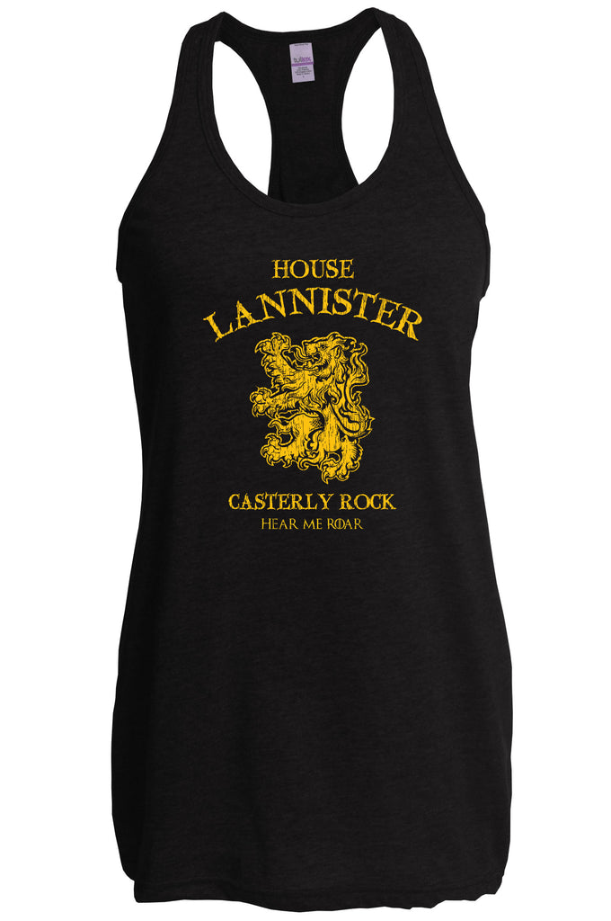House Lannister Racer Back Womens Tank Top racerback funny games of thrones casterly rock tywin tyrion westeros castle king golden lion sigil