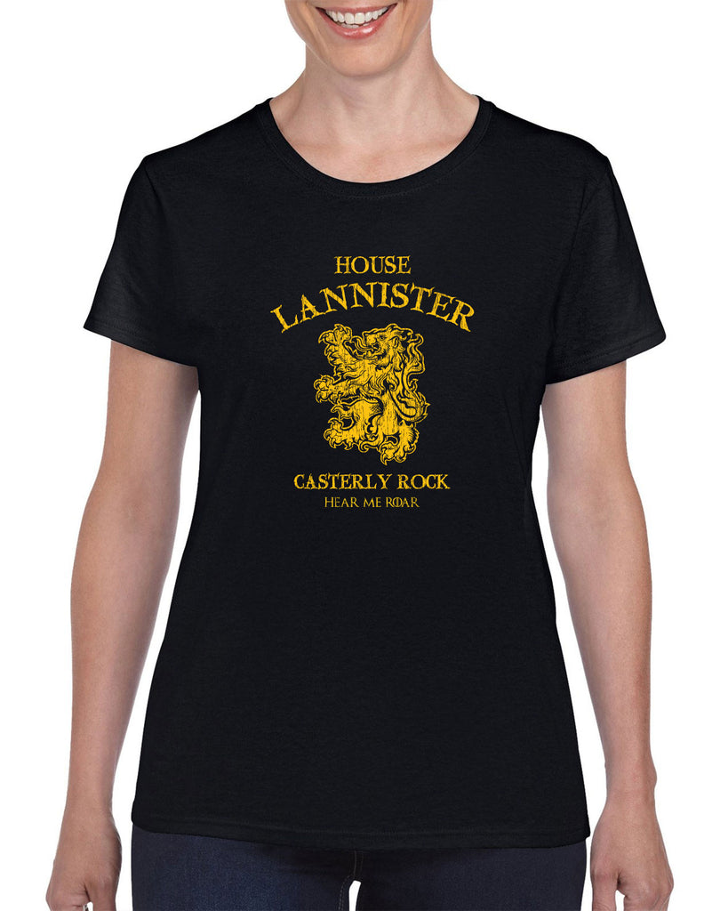 House Lannister Womens Short Sleeve Shirt funny games of thrones casterly rock tywin tyrion westeros castle king golden lion sigil