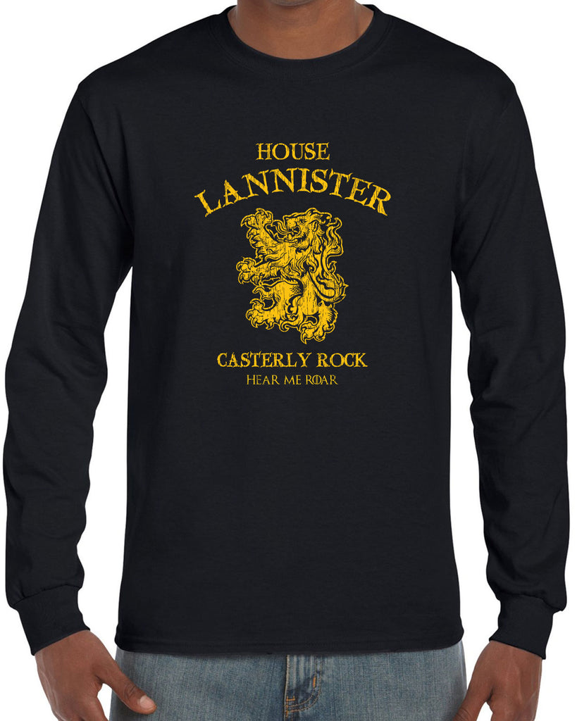 House Lannister Mens Long Sleeve Shirt funny games of thrones casterly rock tywin tyrion westeros castle king golden lion sigil