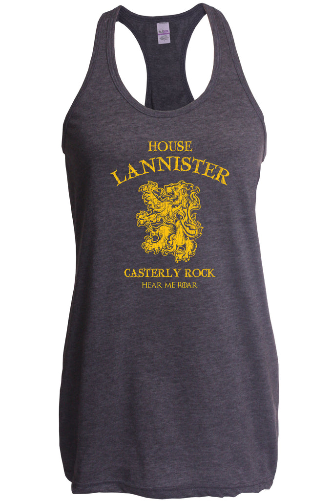 House Lannister Racer Back Womens Tank Top racerback funny games of thrones casterly rock tywin tyrion westeros castle king golden lion sigil