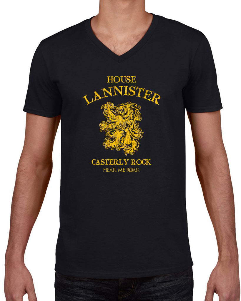 House Lannister Mens V-Neck T-shirt funny games of thrones casterly rock tywin tyrion westeros castle king golden lion sigil