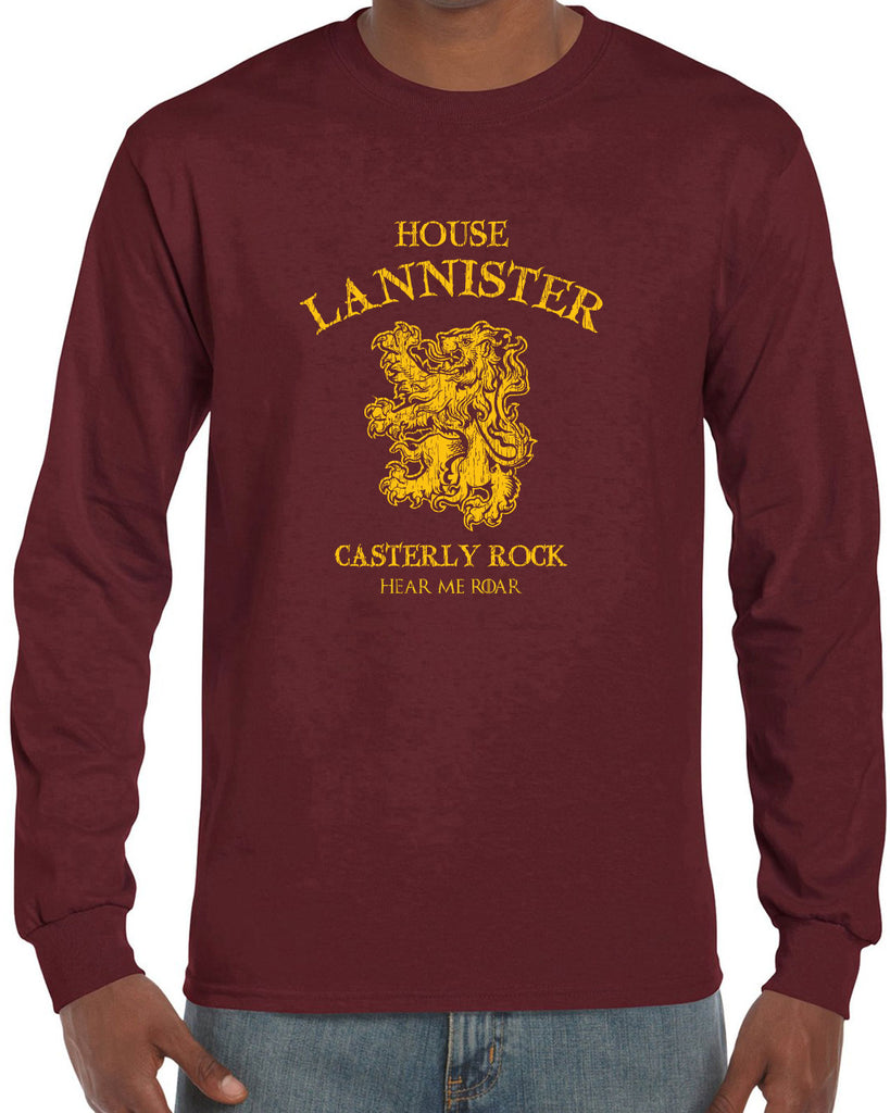 House Lannister Mens Long Sleeve Shirt funny games of thrones casterly rock tywin tyrion westeros castle king golden lion sigil