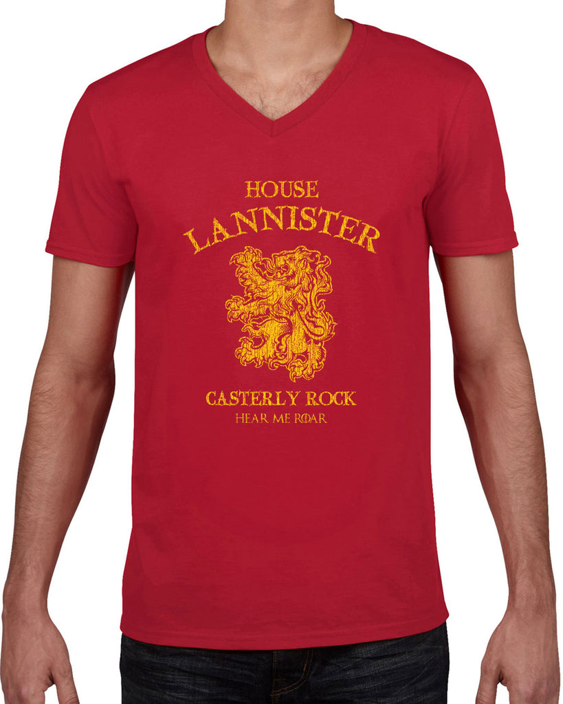 House Lannister Mens V-Neck T-shirt funny games of thrones casterly rock tywin tyrion westeros castle king golden lion sigil
