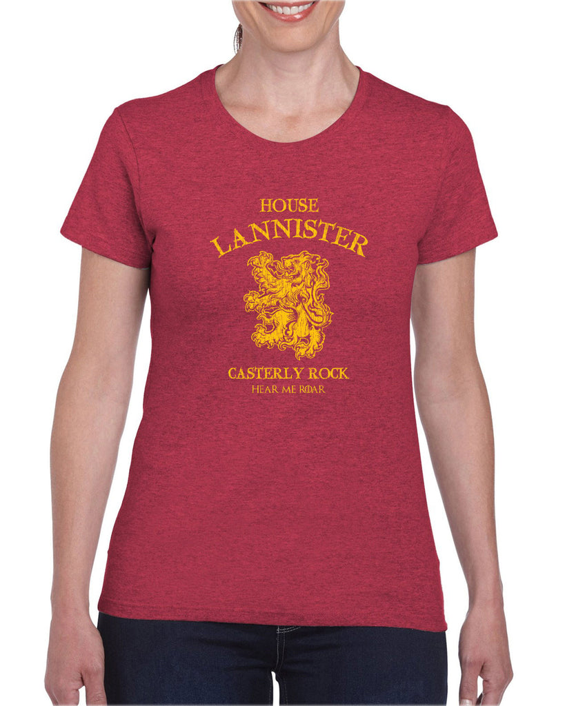 House Lannister Womens Short Sleeve Shirt funny games of thrones casterly rock tywin tyrion westeros castle king golden lion sigil