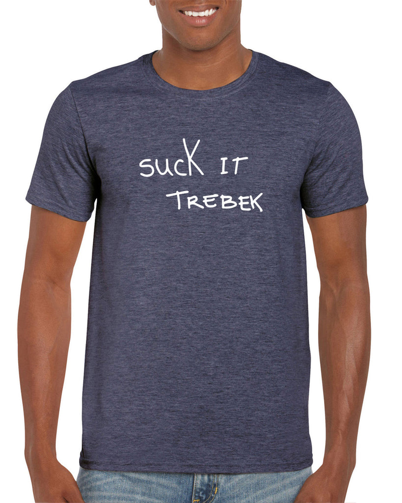 Suck It Trebek Mens T-Shirt Funny Gameshow Jeopardy Alex Trebek Tribute Saturday Night Live Vintage Retro