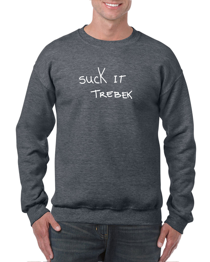 Suck It Trebek Crew Sweatshirt Funny Gameshow Jeopardy Alex Trebek Tribute Saturday Night Live Vintage Retro