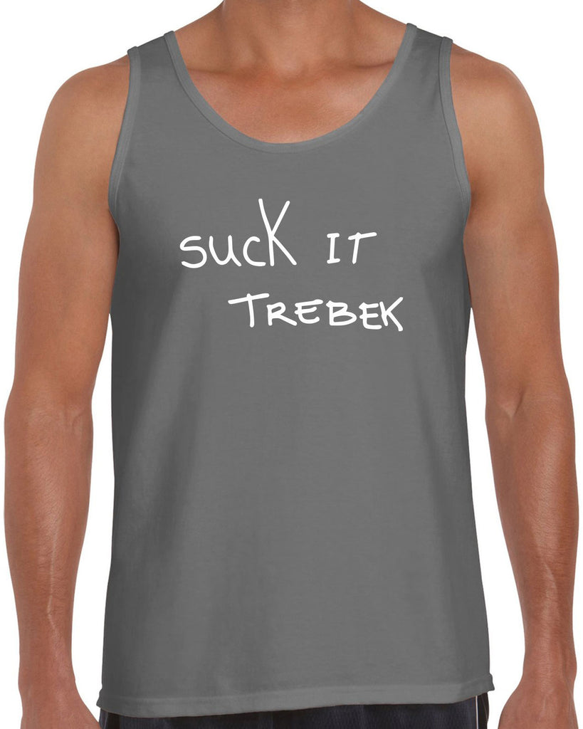 Suck It Trebek Tank Top Funny Gameshow Jeopardy Alex Trebek Tribute Saturday Night Live Vintage Retro