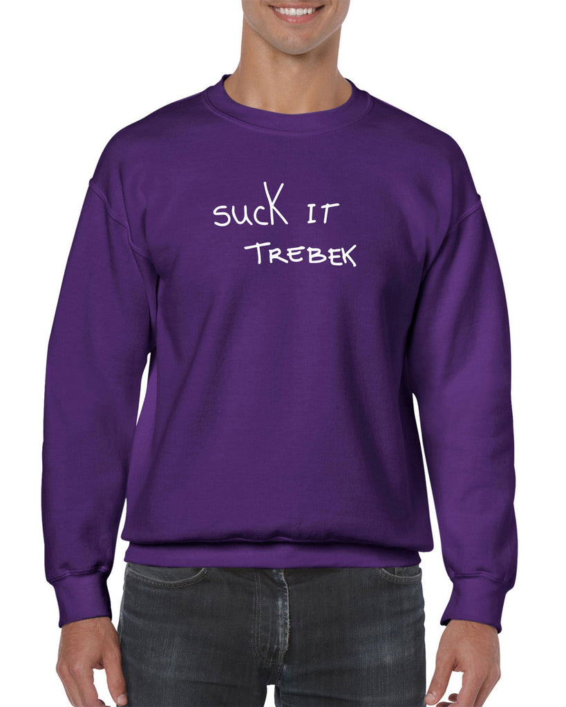Suck It Trebek Crew Sweatshirt Funny Gameshow Jeopardy Alex Trebek Tribute Saturday Night Live Vintage Retro