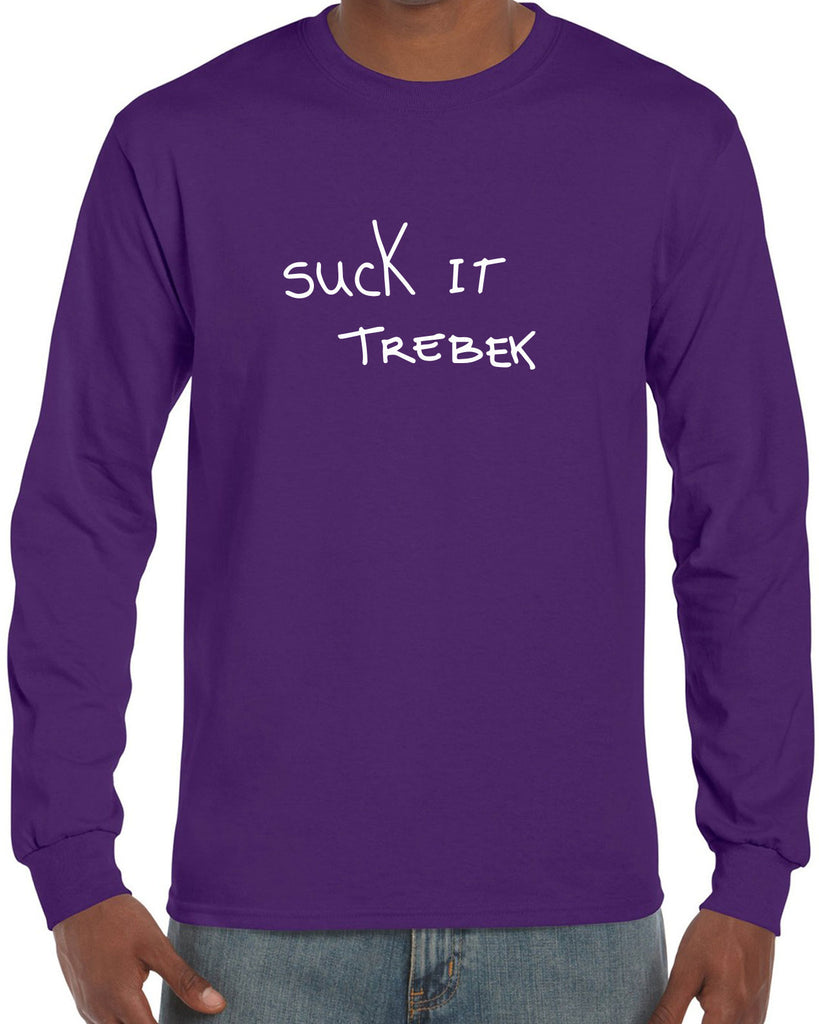 Suck It Trebek Long Sleeve Shirt Funny Gameshow Jeopardy Alex Trebek Tribute Saturday Night Live Vintage Retro