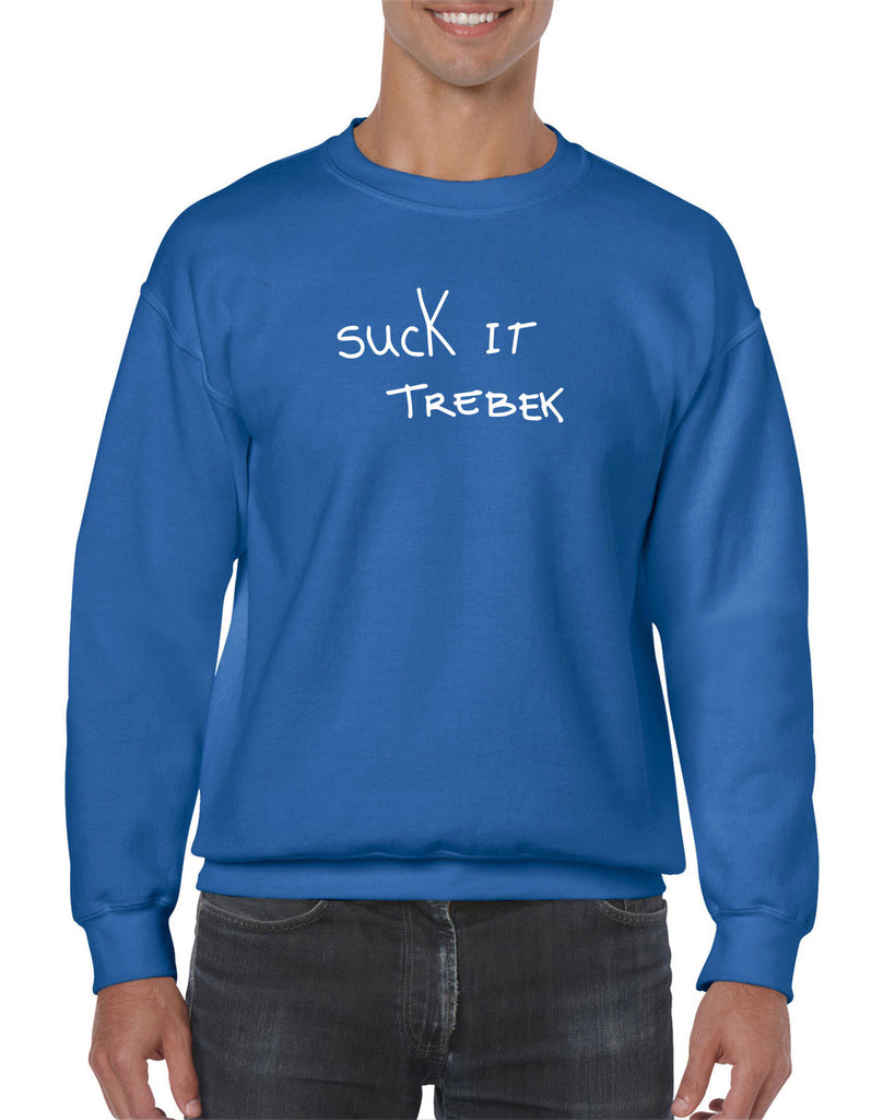 Suck It Trebek Crew Sweatshirt Funny Gameshow Jeopardy Alex Trebek Tribute Saturday Night Live Vintage Retro