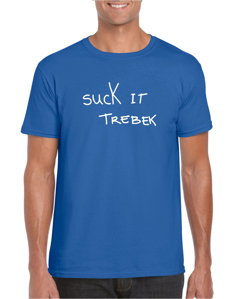 Suck It Trebek Mens T-Shirt Funny Gameshow Jeopardy Alex Trebek Tribute Saturday Night Live Vintage Retro