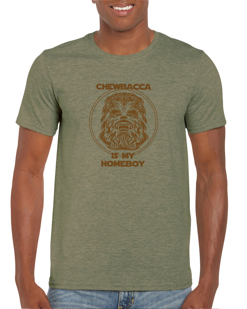 Chewbacca Is My Homeboy Mens T-Shirt Wookiee Star Wars Geek Nerd 80s Movie Sci Fi Jedi Han Solo