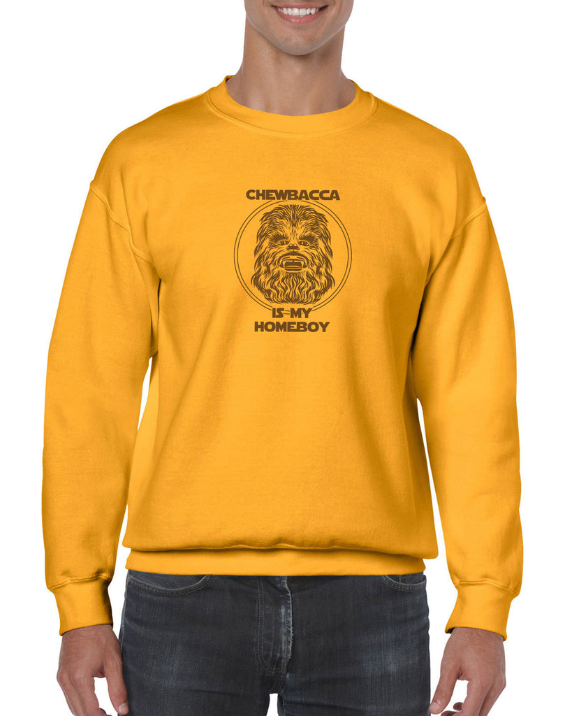 Chewbacca Is My Homeboy Crew Sweatshirt Wookiee Star Wars Geek Nerd 80s Movie Sci Fi Jedi Han Solo