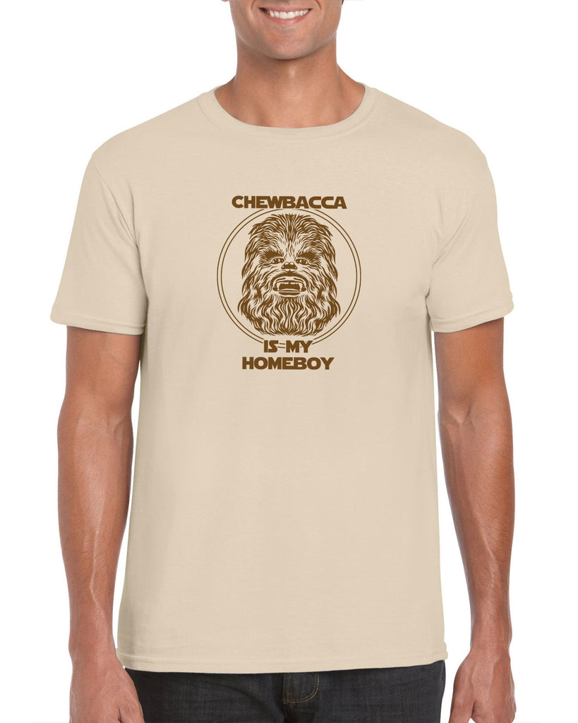 Chewbacca Is My Homeboy Mens T-Shirt Wookiee Star Wars Geek Nerd 80s Movie Sci Fi Jedi Han Solo
