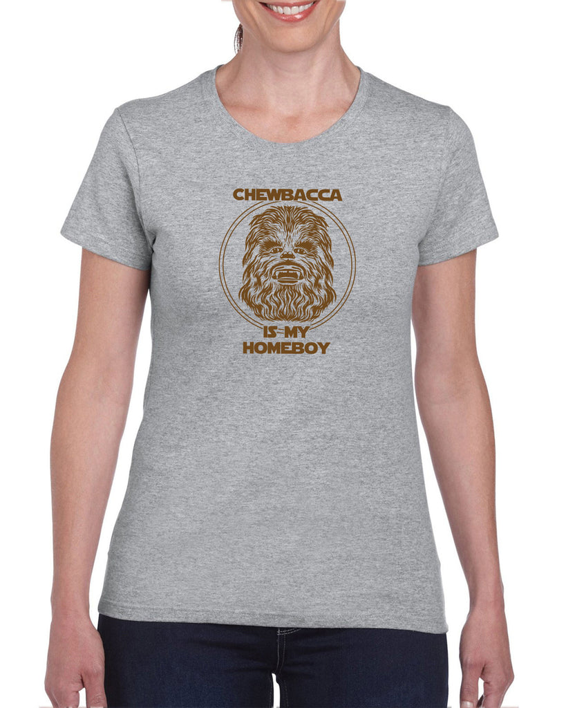 Chewbacca Is My Homeboy Women T-Shirt Wookiee Star Wars Geek Nerd 80s Movie Sci Fi Jedi Han Solo