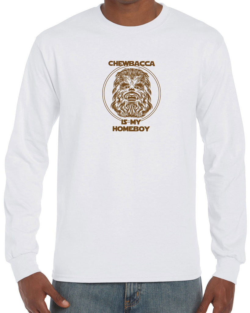 Chewbacca Is My Homeboy Long Sleeve Shirt Wookiee Star Wars Geek Nerd 80s Movie Sci Fi Jedi Han Solo
