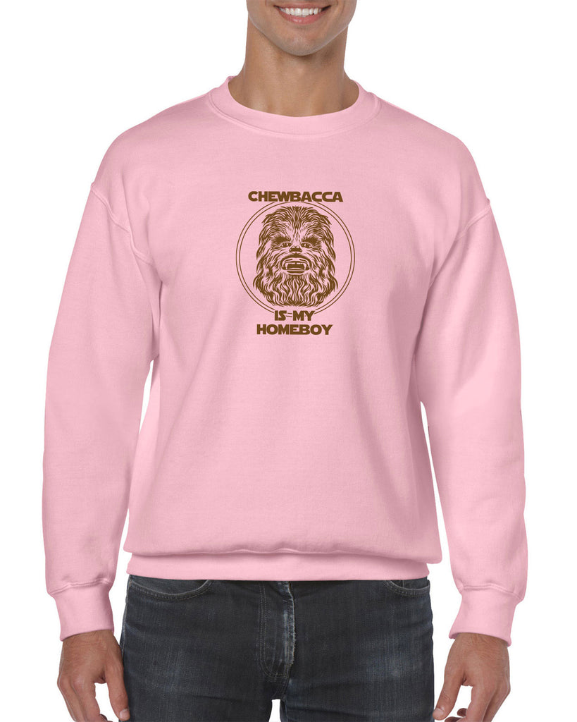 Chewbacca Is My Homeboy Crew Sweatshirt Wookiee Star Wars Geek Nerd 80s Movie Sci Fi Jedi Han Solo