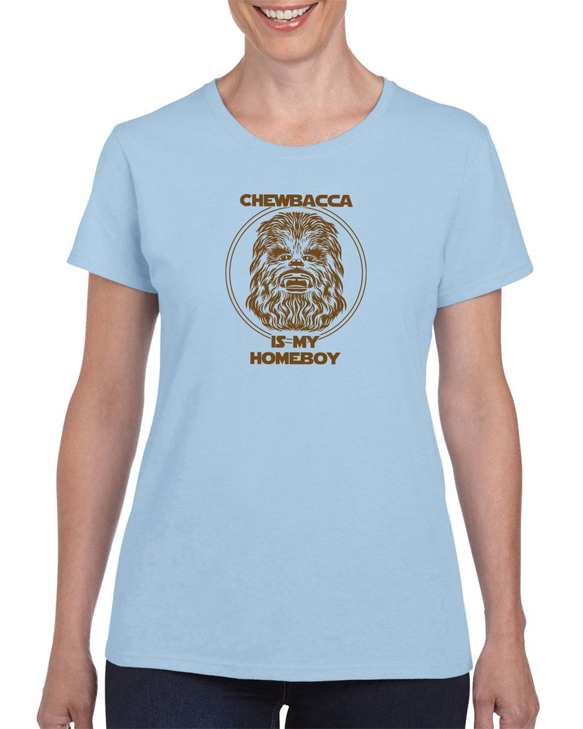 Chewbacca Is My Homeboy Women T-Shirt Wookiee Star Wars Geek Nerd 80s Movie Sci Fi Jedi Han Solo