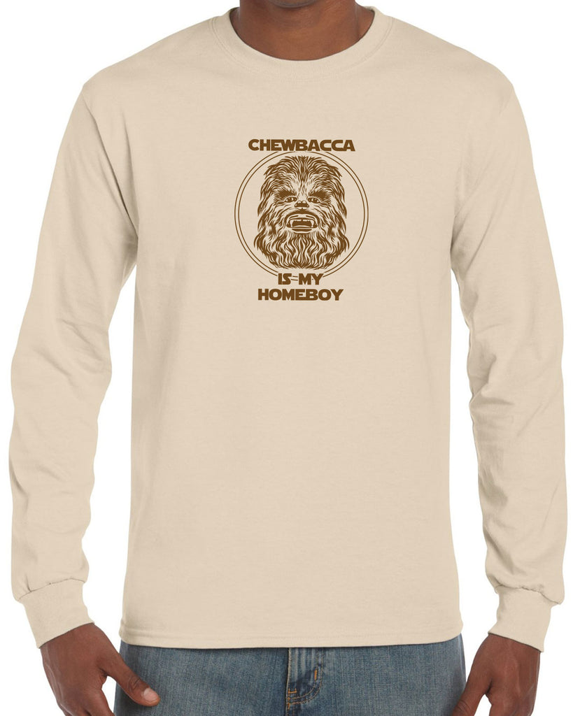 Chewbacca Is My Homeboy Long Sleeve Shirt Wookiee Star Wars Geek Nerd 80s Movie Sci Fi Jedi Han Solo