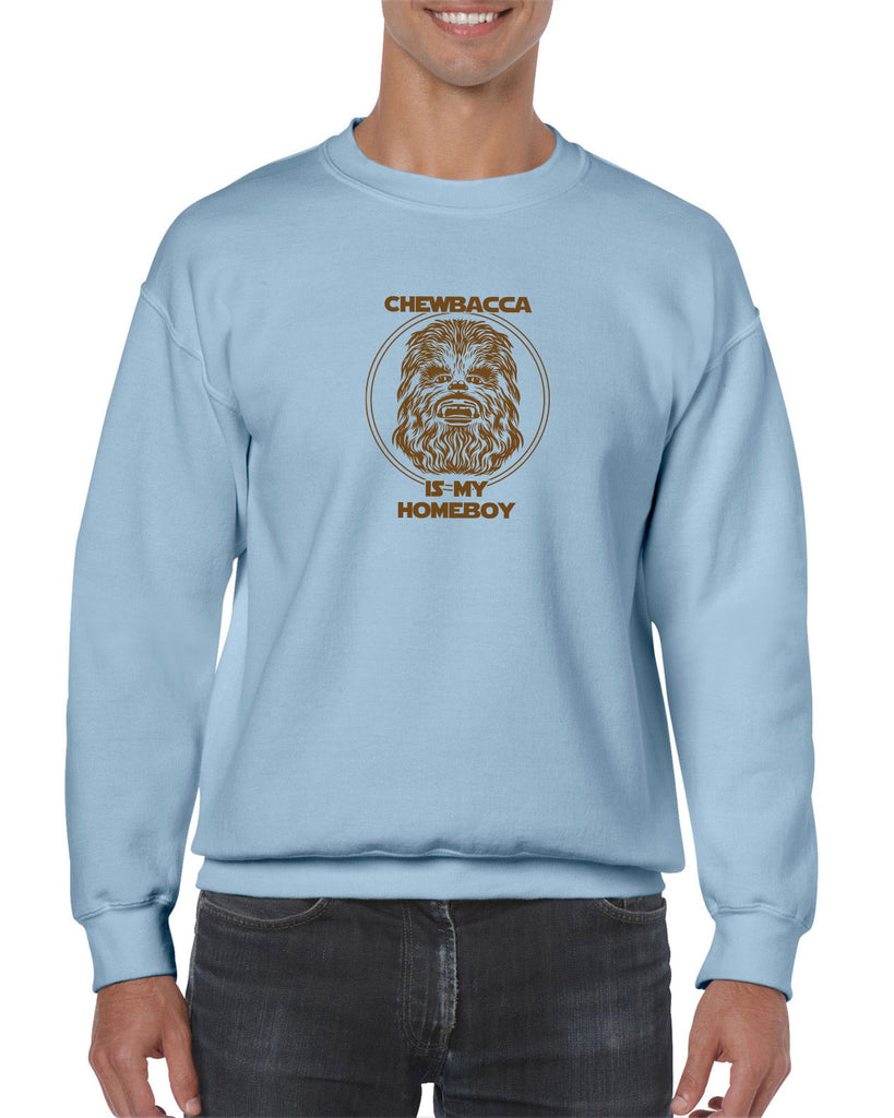 Chewbacca Is My Homeboy Crew Sweatshirt Wookiee Star Wars Geek Nerd 80s Movie Sci Fi Jedi Han Solo