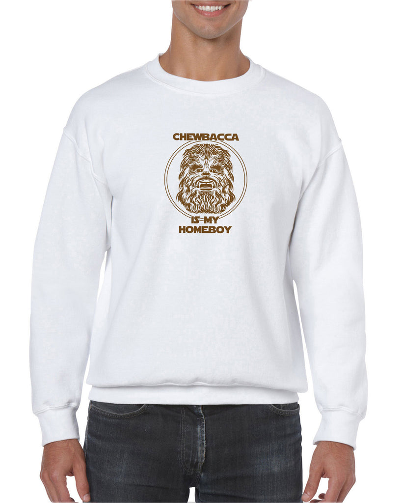 Chewbacca Is My Homeboy Crew Sweatshirt Wookiee Star Wars Geek Nerd 80s Movie Sci Fi Jedi Han Solo