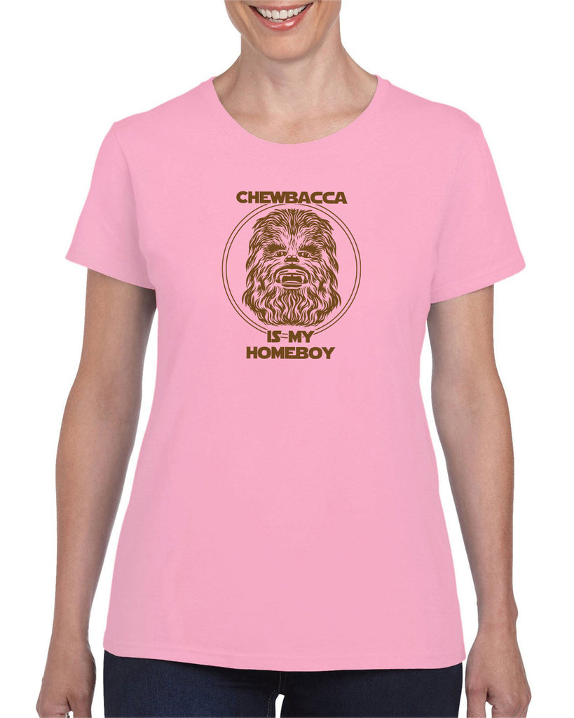 Chewbacca Is My Homeboy Women T-Shirt Wookiee Star Wars Geek Nerd 80s Movie Sci Fi Jedi Han Solo