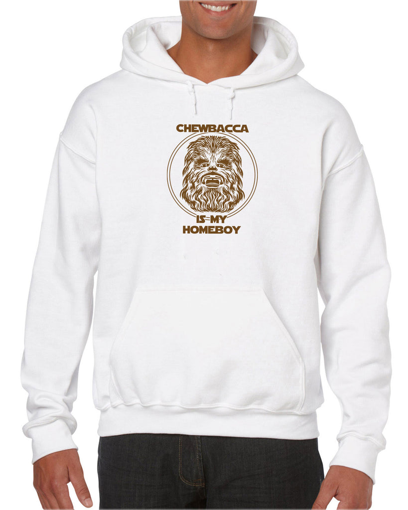 Chewbacca Is My Homeboy Hoodie Hooded Sweatshirt Wookiee Star Wars Geek Nerd 80s Movie Sci Fi Jedi Han Solo