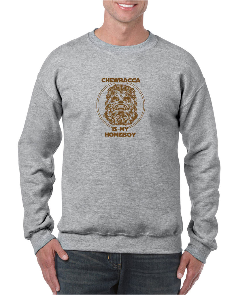 Chewbacca Is My Homeboy Crew Sweatshirt Wookiee Star Wars Geek Nerd 80s Movie Sci Fi Jedi Han Solo