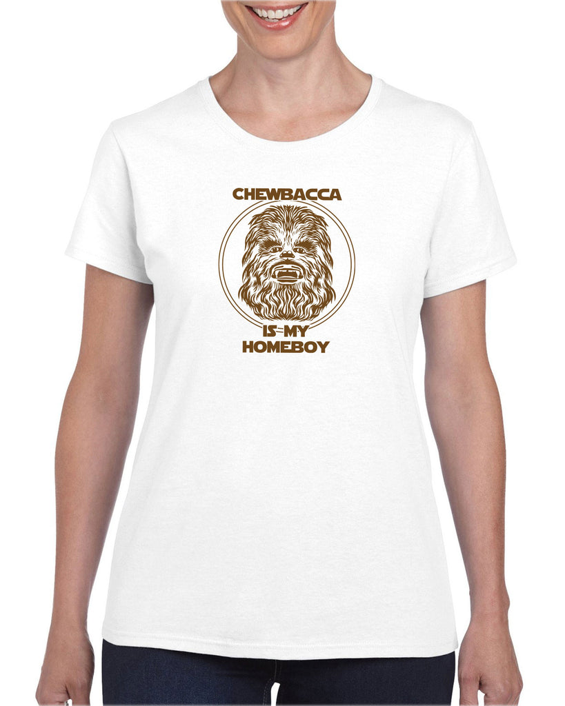Chewbacca Is My Homeboy Women T-Shirt Wookiee Star Wars Geek Nerd 80s Movie Sci Fi Jedi Han Solo