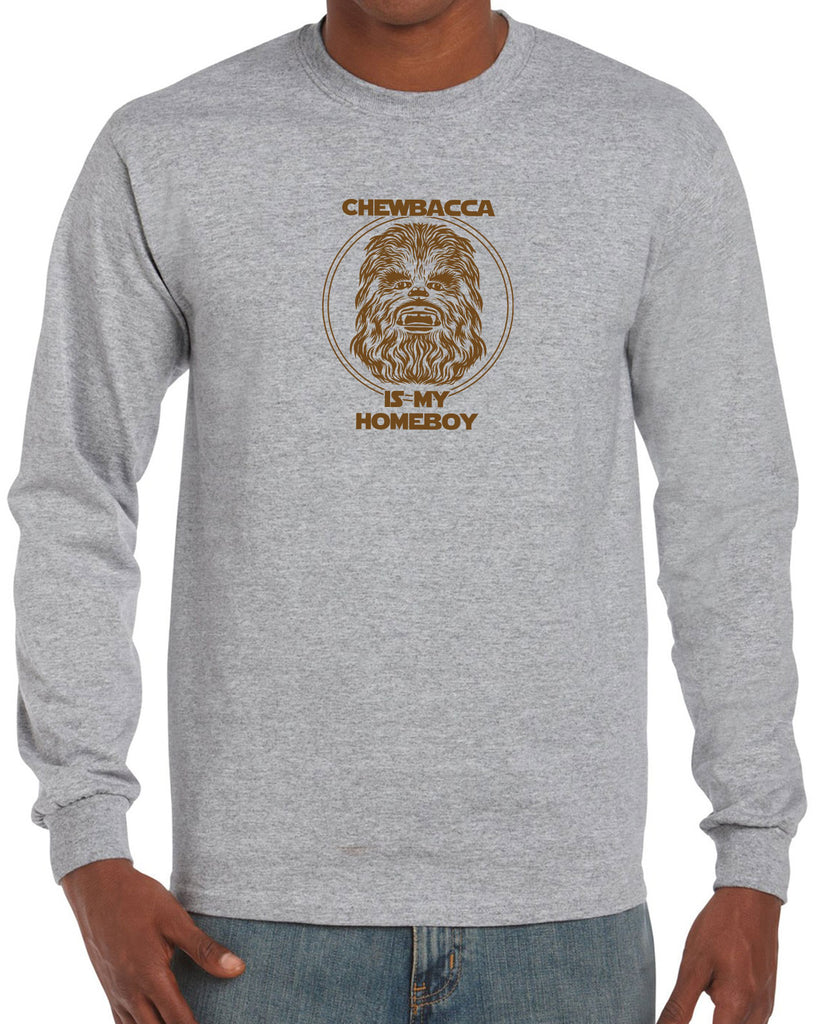 Chewbacca Is My Homeboy Long Sleeve Shirt Wookiee Star Wars Geek Nerd 80s Movie Sci Fi Jedi Han Solo