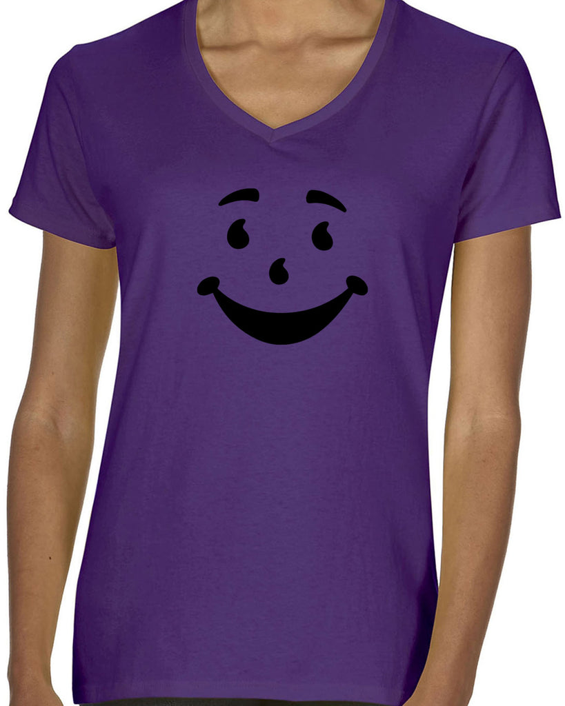 Kool Aide Man Face Womens V-Neck Shirt Geek Nerd Halloween Costume