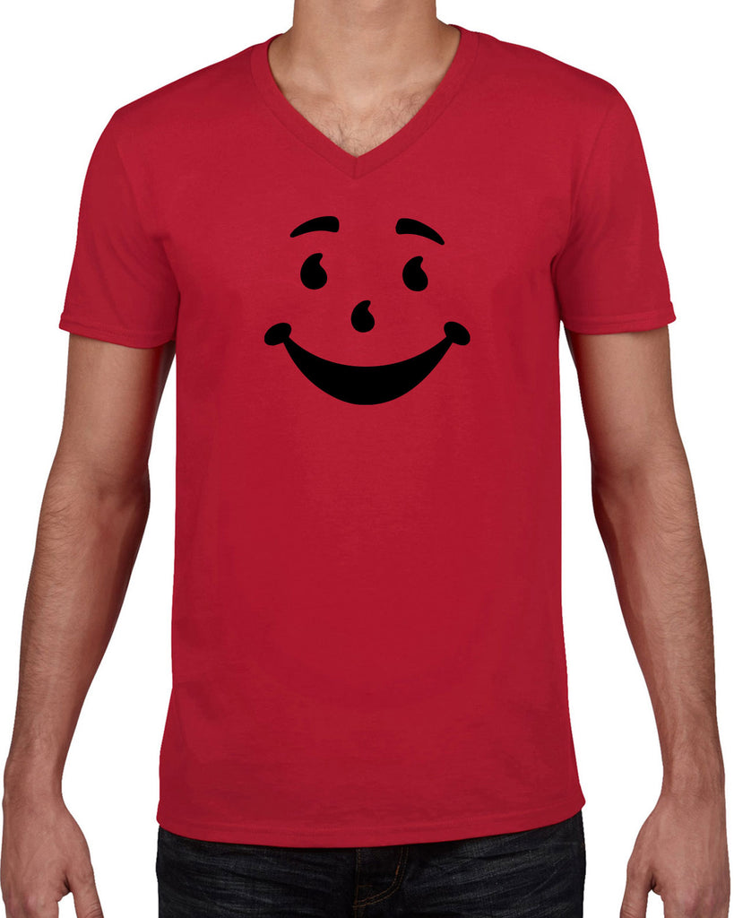Kool Aide Man Face Mens V-Neck Shirt Geek Nerd Halloween Costume