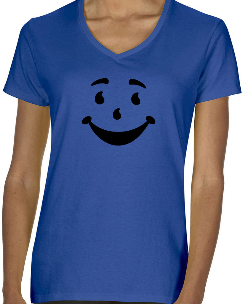 Kool Aide Man Face Womens V-Neck Shirt Geek Nerd Halloween Costume