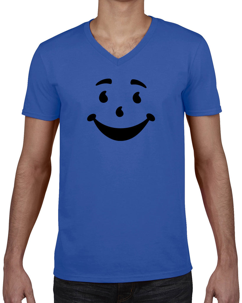 Kool Aide Man Face Mens V-Neck Shirt Geek Nerd Halloween Costume