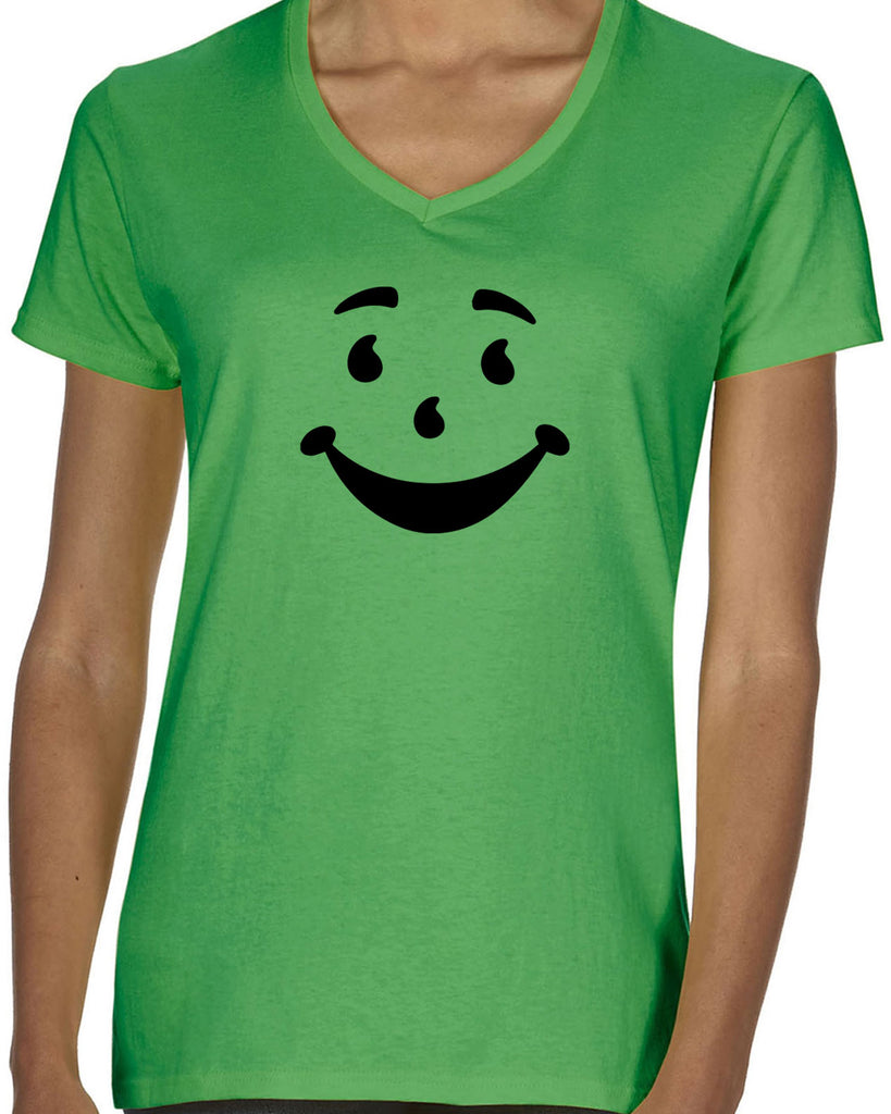 Kool Aide Man Face Womens V-Neck Shirt Geek Nerd Halloween Costume