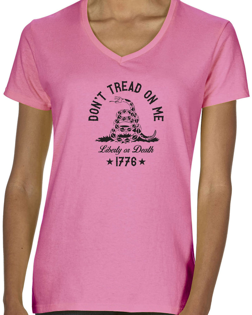 Don't Tread on Me Womens V-neck T-Shirt liberty or death 1776 america USA liberty independence freedom