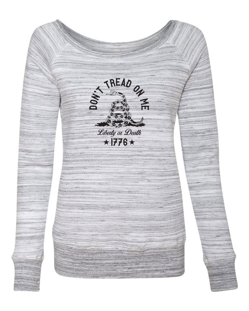 Don't Tread on Me Womens Off the Shoulder Crew Sweatshirt liberty or death 1776 america USA liberty independence freedom